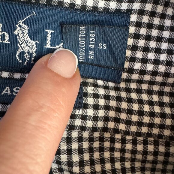 Ralph Lauren Mens Classic Fit Gingham Button Up Shirt Long Sleeve Size 16.5 Pony - Picture 3 of 6